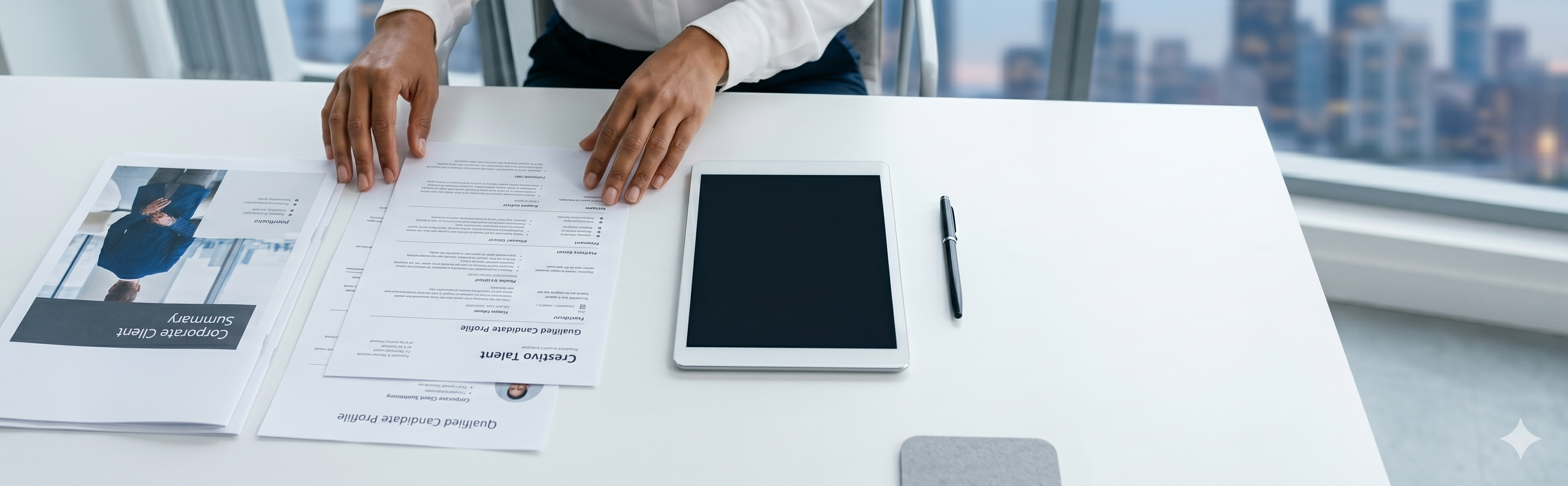 Employer reviewing resumes